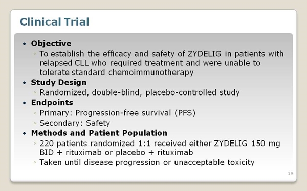 ZYDELIG® (idelalisib) for Relapsed Chronic Lymphocytic ZYDELIG® (idelalisib) for Relapsed Chronic Lymphocytic