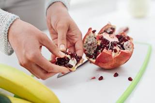 Though there are no human studies of the effects of pomegranate consumption on breast cancer prevention or treatment, multiple in vitro studies suggest that pomegranate extracts, juice, or seed oil ha Though there are no human studies of the effects of pomegranate consumption on breast cancer prevention or treatment, multiple in vitro studies suggest that pomegranate extracts, juice, or seed oil ha